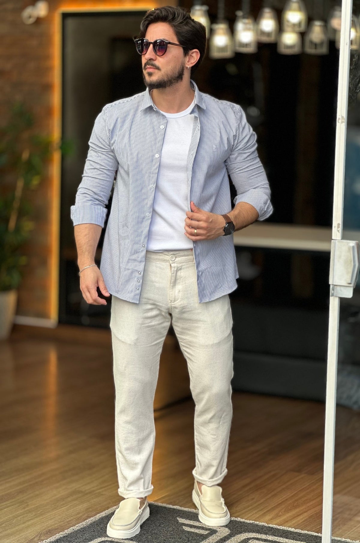 Camisa Listrada com Elastano Sibra