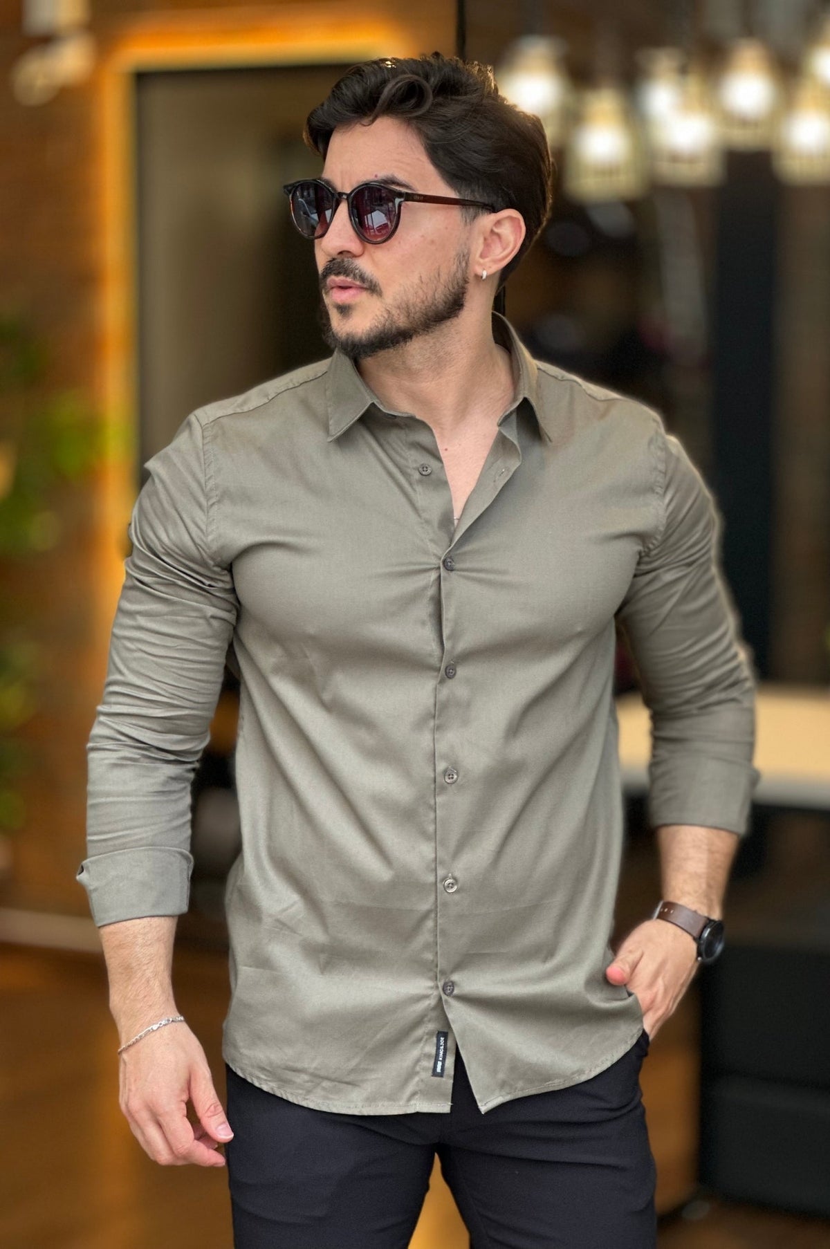 Camisa Verde Escuro Manga Longa King&Joe