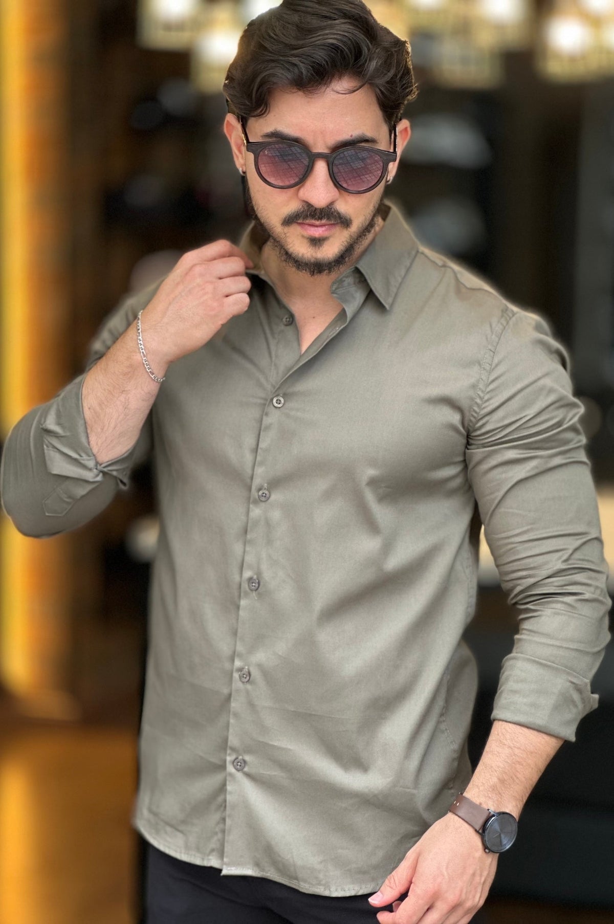 Camisa Verde Escuro Manga Longa King&Joe