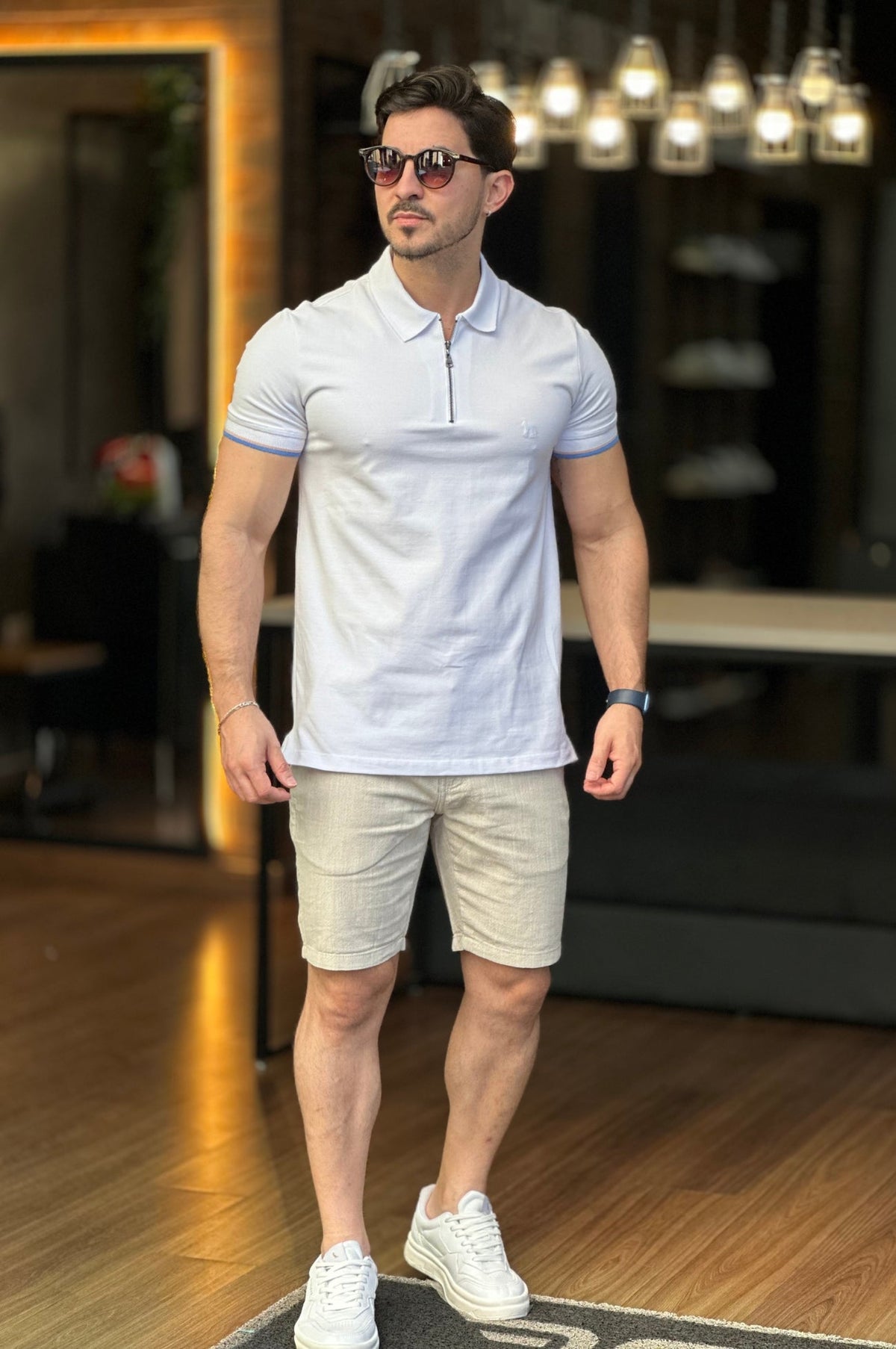 Polo Pique Elastano Branca Acostamento