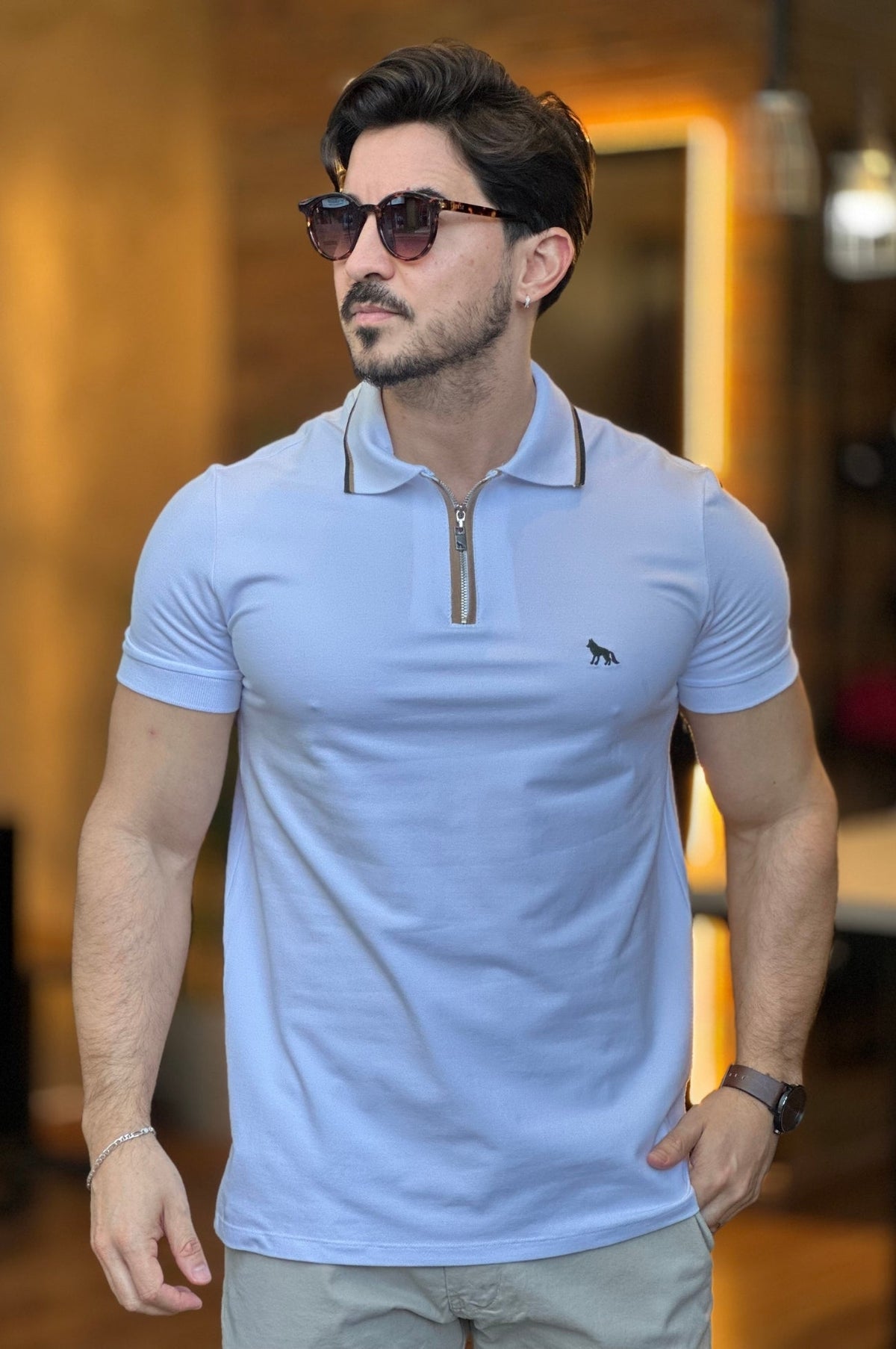 Polo Elastano Branco Acostamento