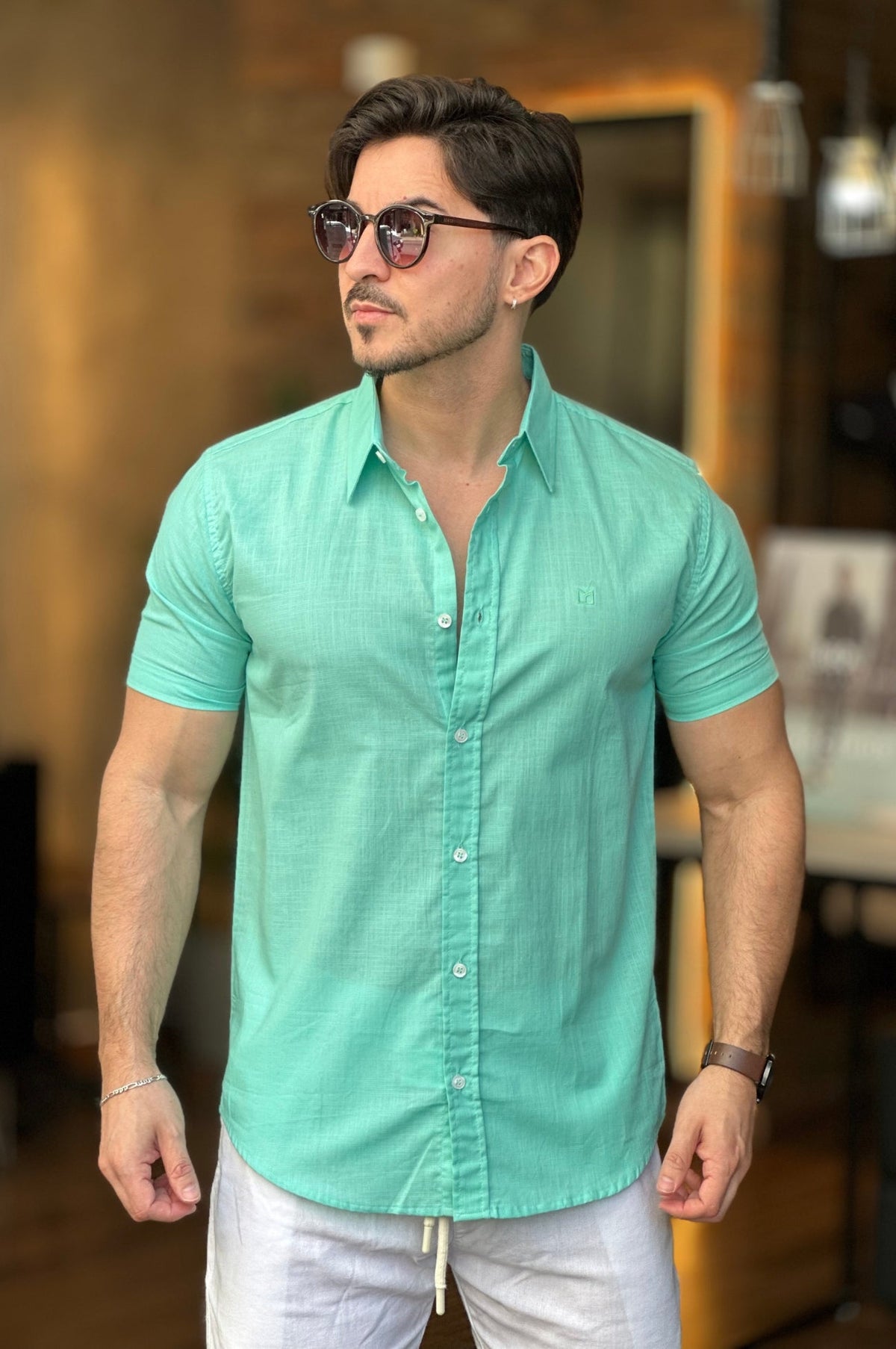 Camisa Manga Curta Verde Mansfield