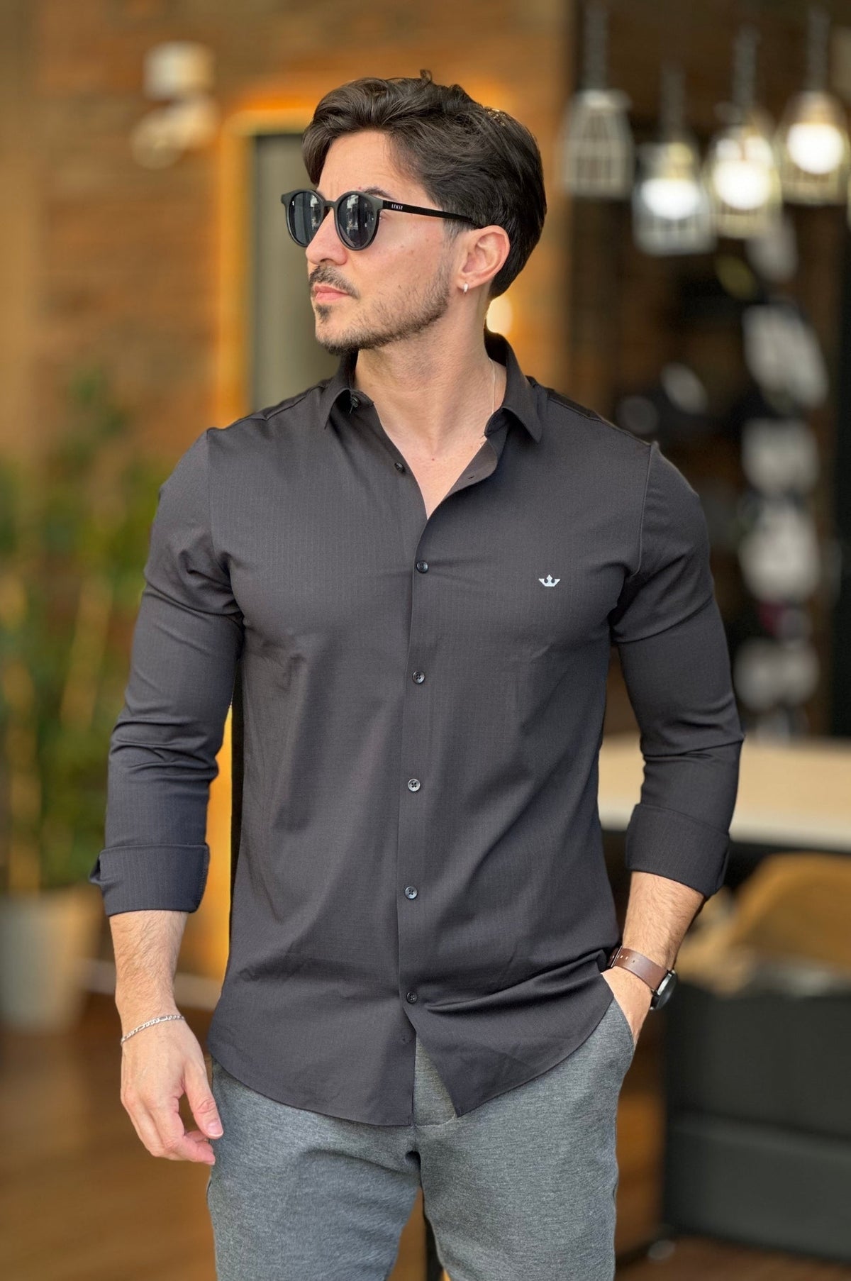 Camisa social tecnológica preta Docthos