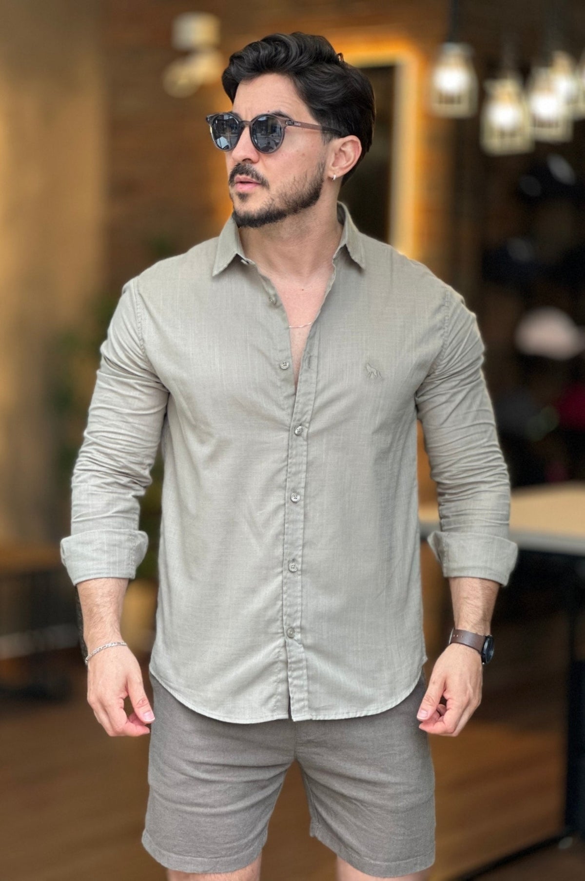 Camisa Verde Manga Longa Acostamento