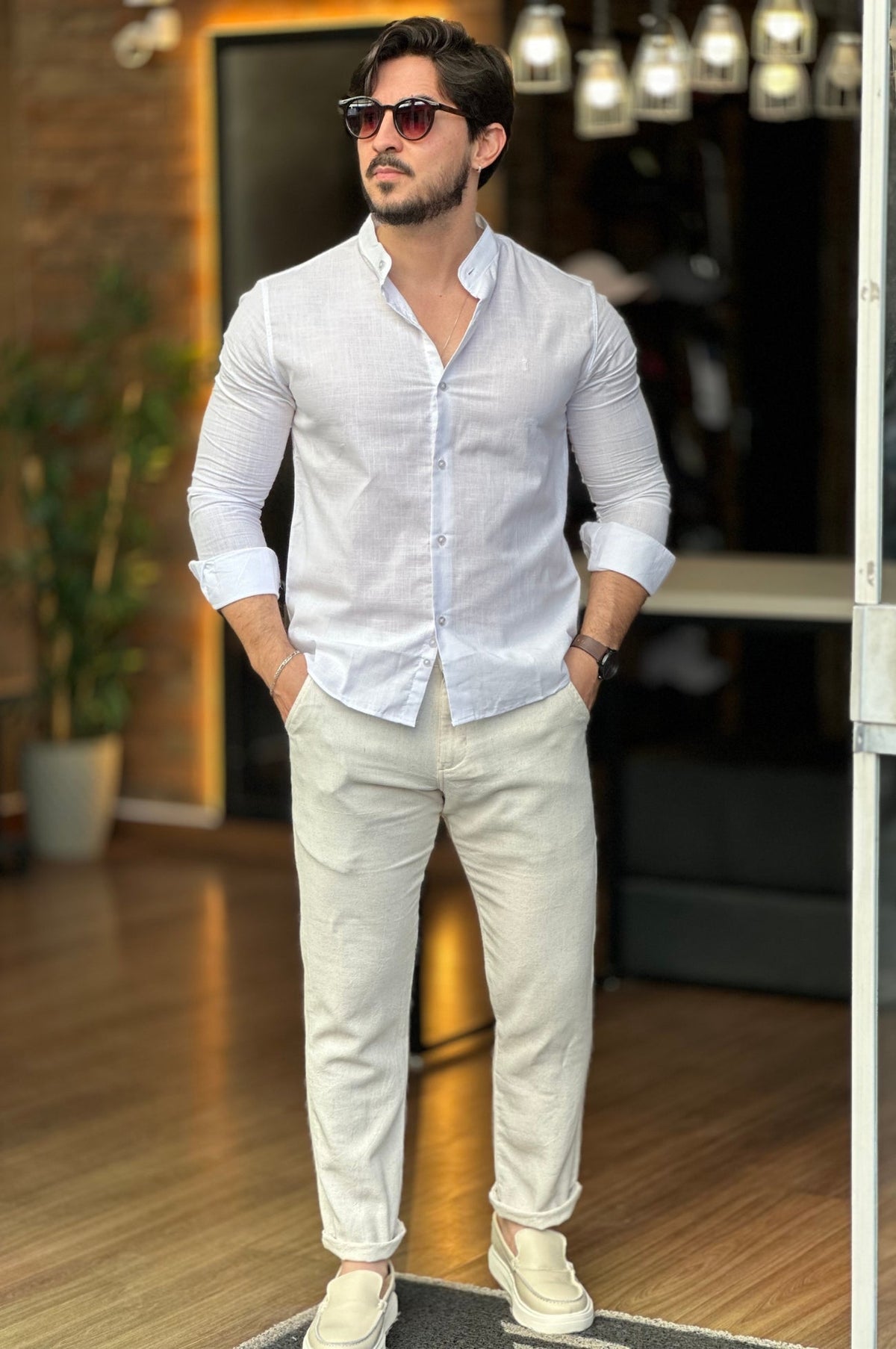 Camisa Flame Gola Padre Branca Sibra