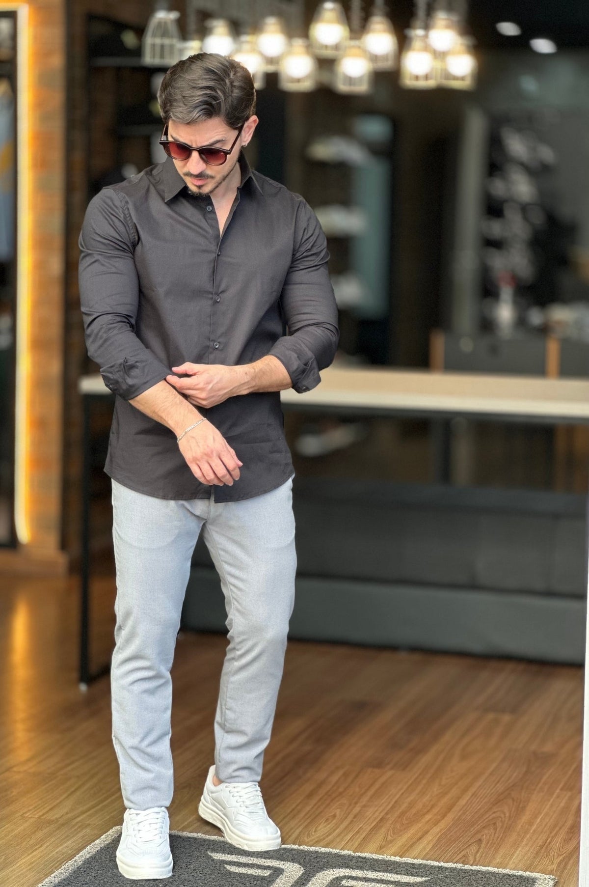 Camisa Social com Elastano Preta King &Joe