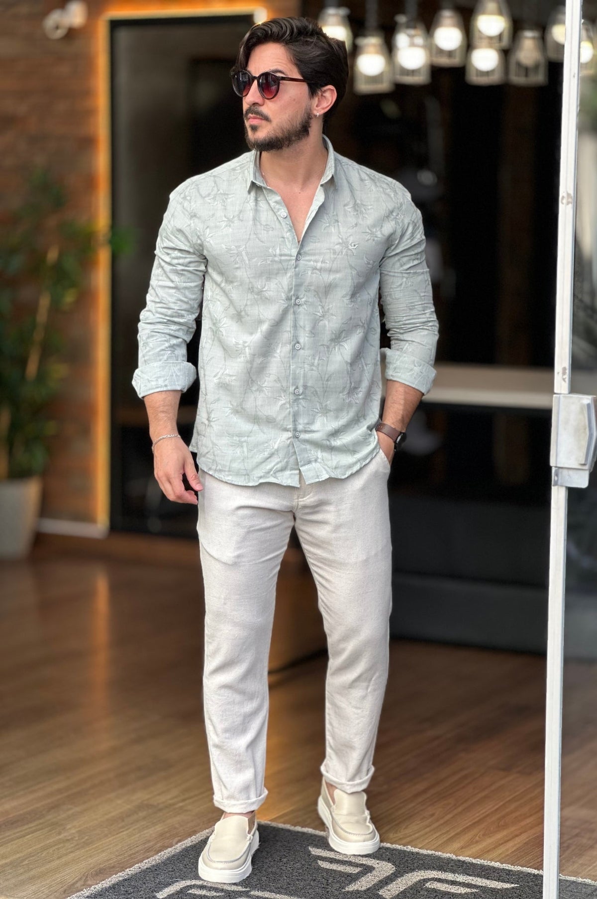 Camisa Floral Verde Docthos