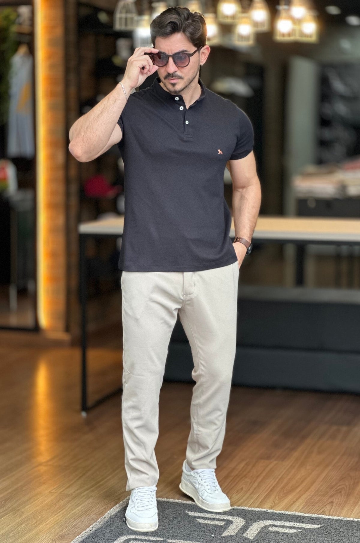 Polo Gola Padre Preta Acostamento