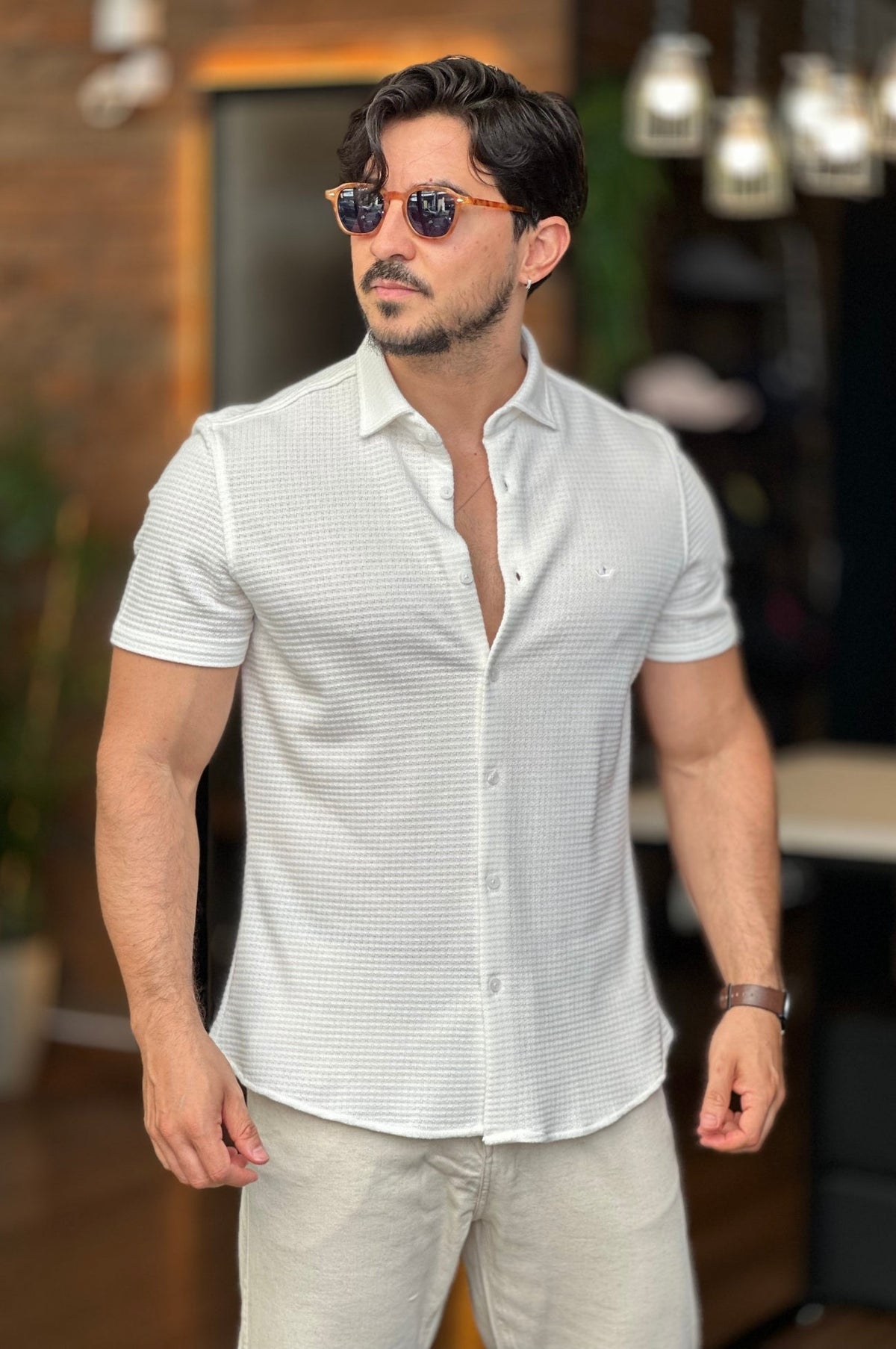 Camisa Texturizada Branca Docthos