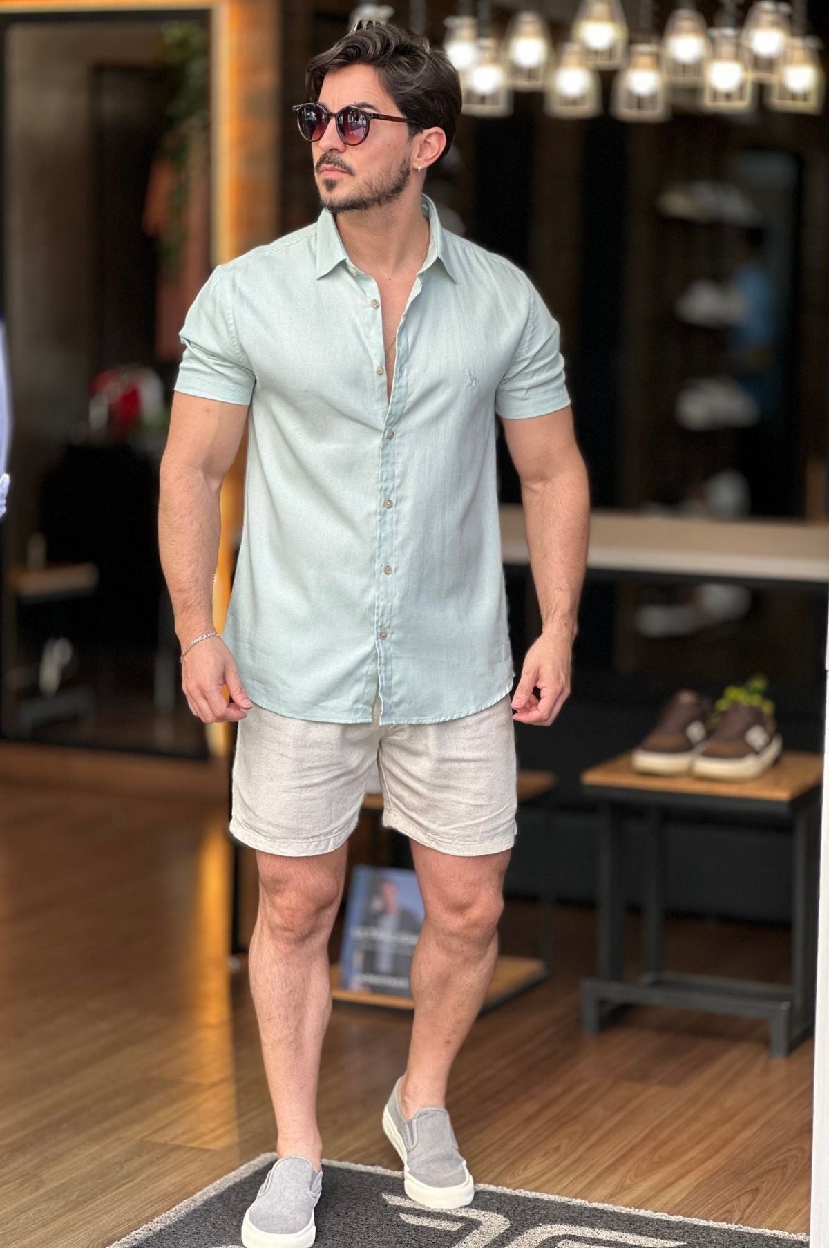 Camisa Linho Verde Acostamento