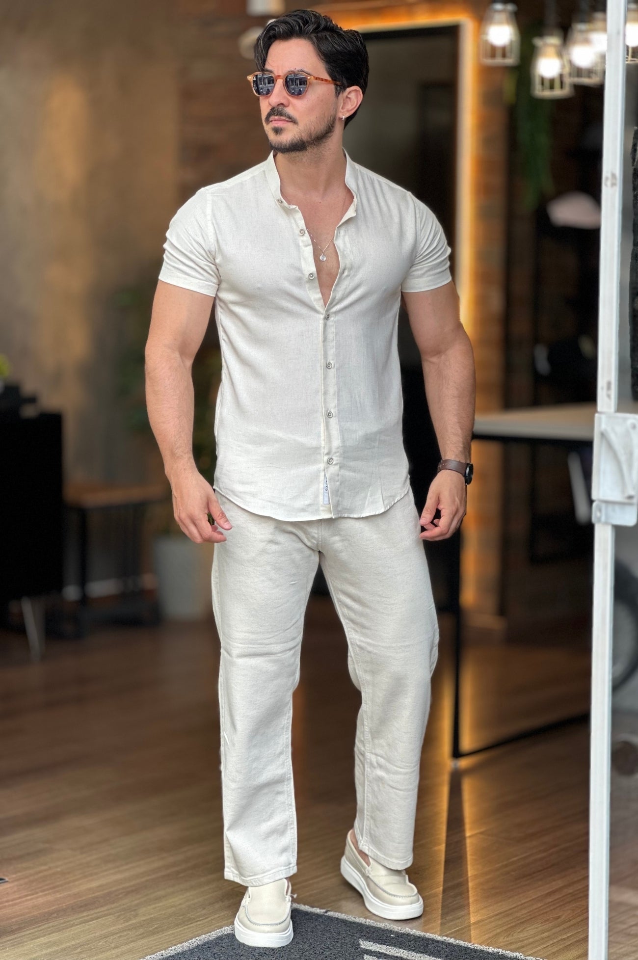 Camisa Gola Padre Creme Oxing