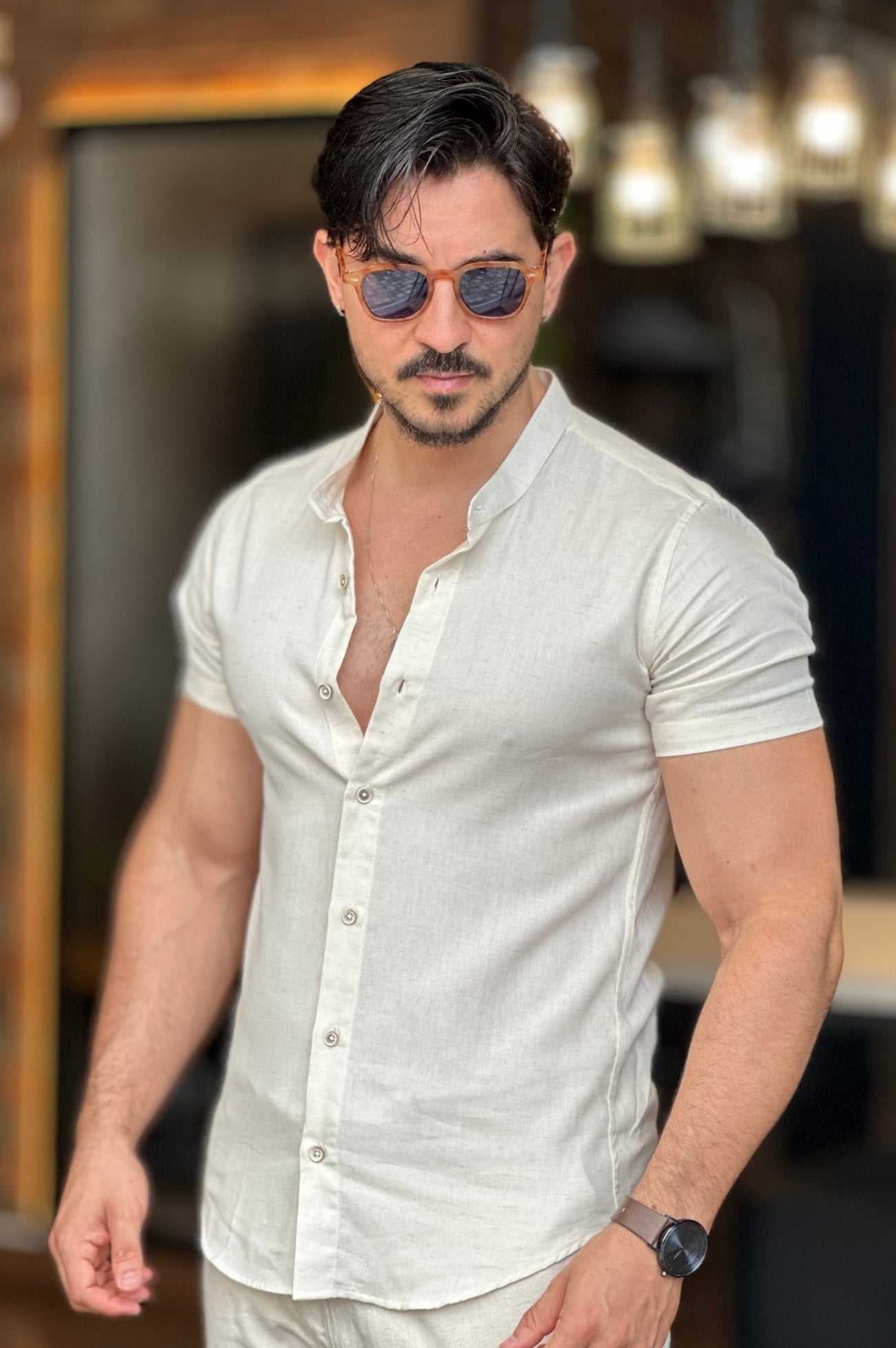 Camisa Gola Padre Creme Oxing