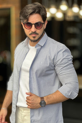 Camisa Listrada com Elastano Sibra