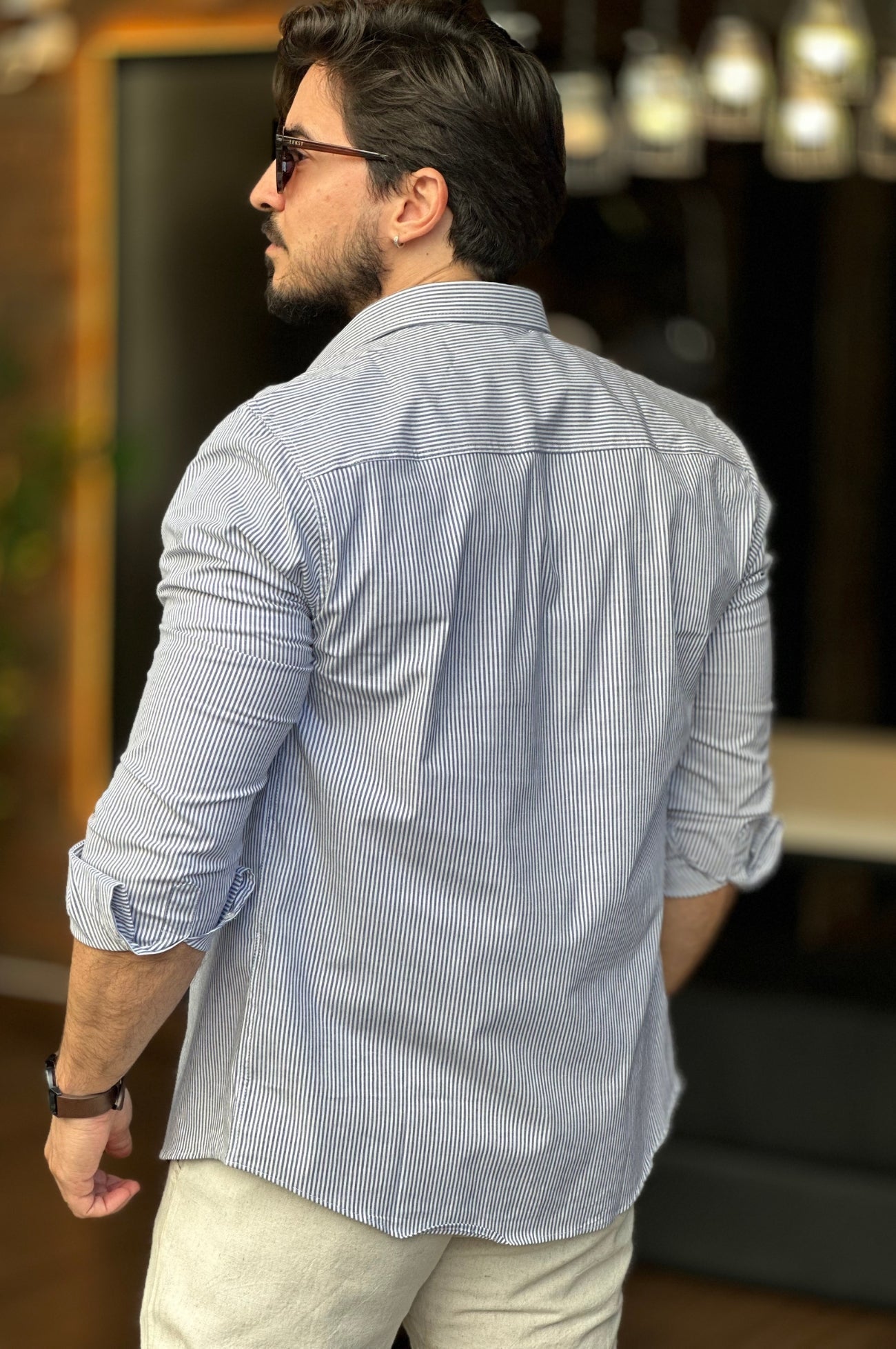 Camisa Listrada com Elastano Sibra