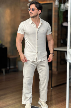 Camisa Texturizada Off White Sibra
