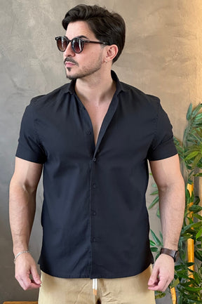 Camisa Manga Curta Preta Serafine