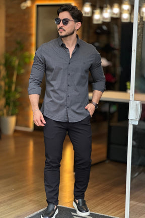 Camisa Cinza Escuro Manga Longa Docthos