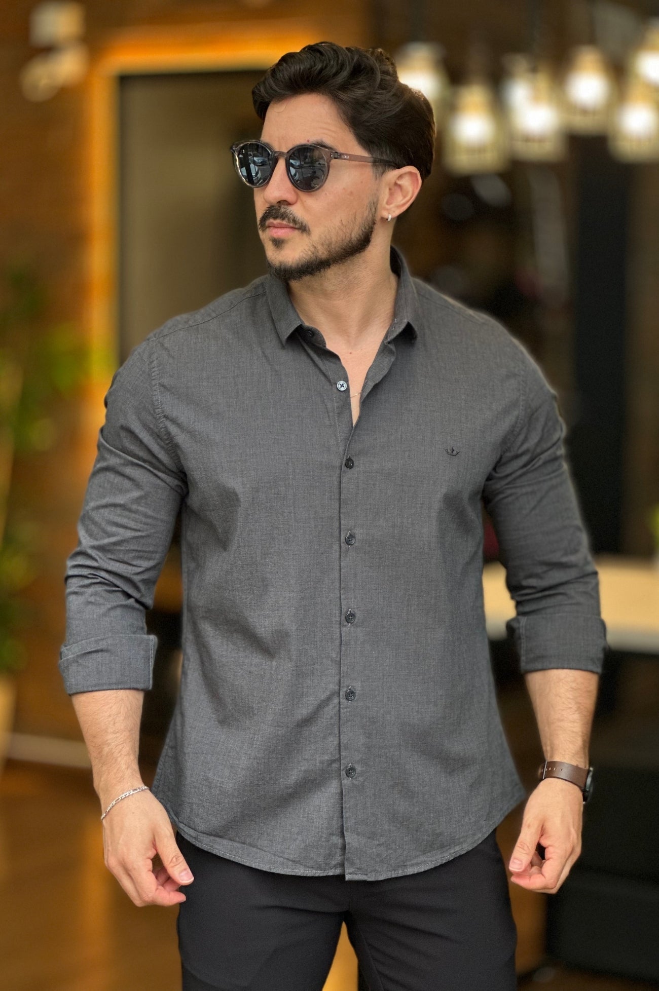 Camisa Cinza Escuro Manga Longa Docthos