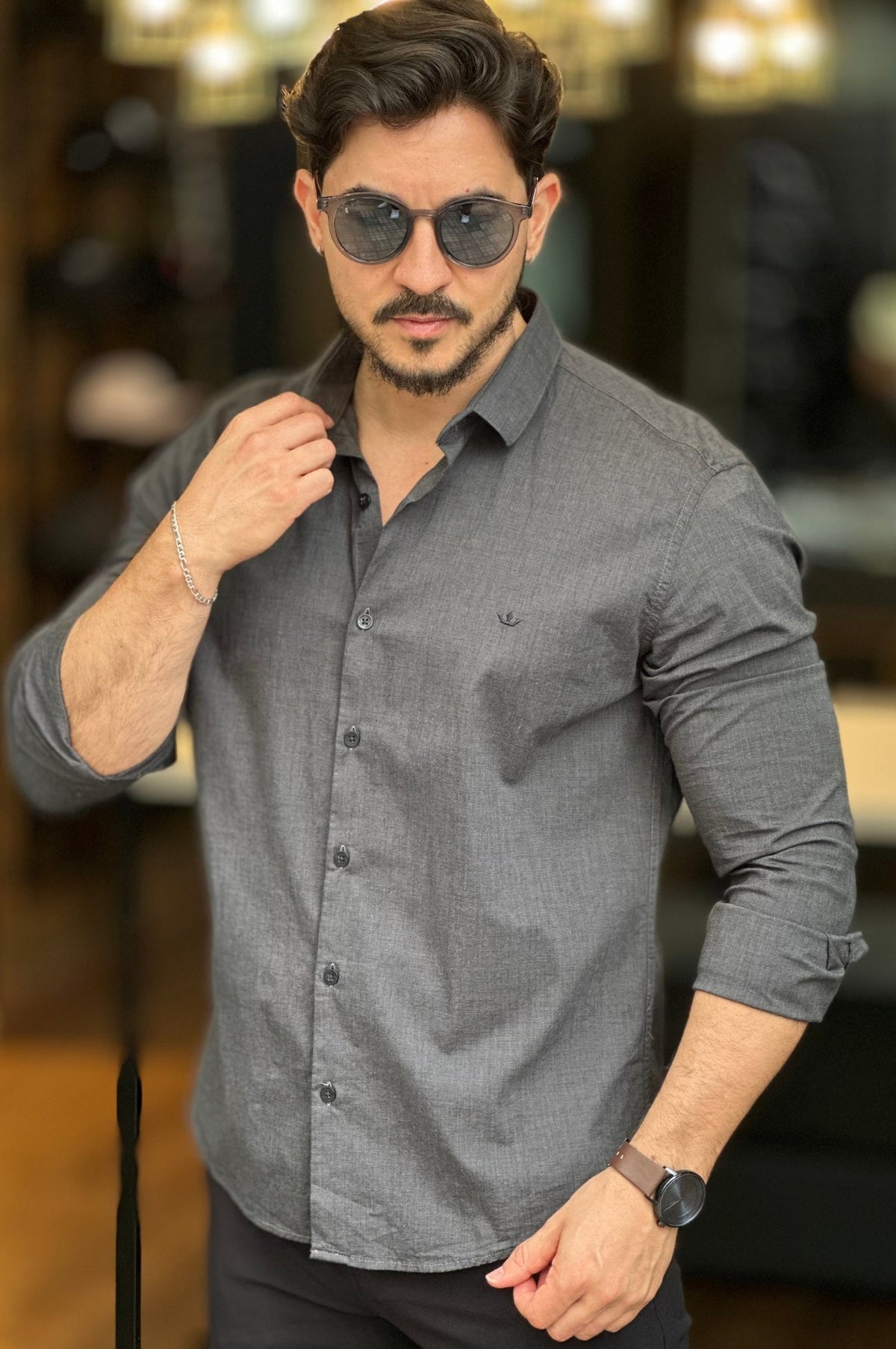 Camisa Cinza Escuro Manga Longa Docthos