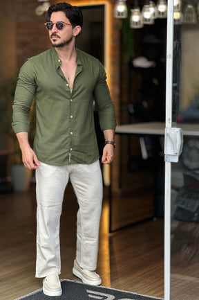 Camisa Flamê Gola Padre Verde Escuro