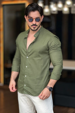 Camisa Flamê Gola Padre Verde Escuro