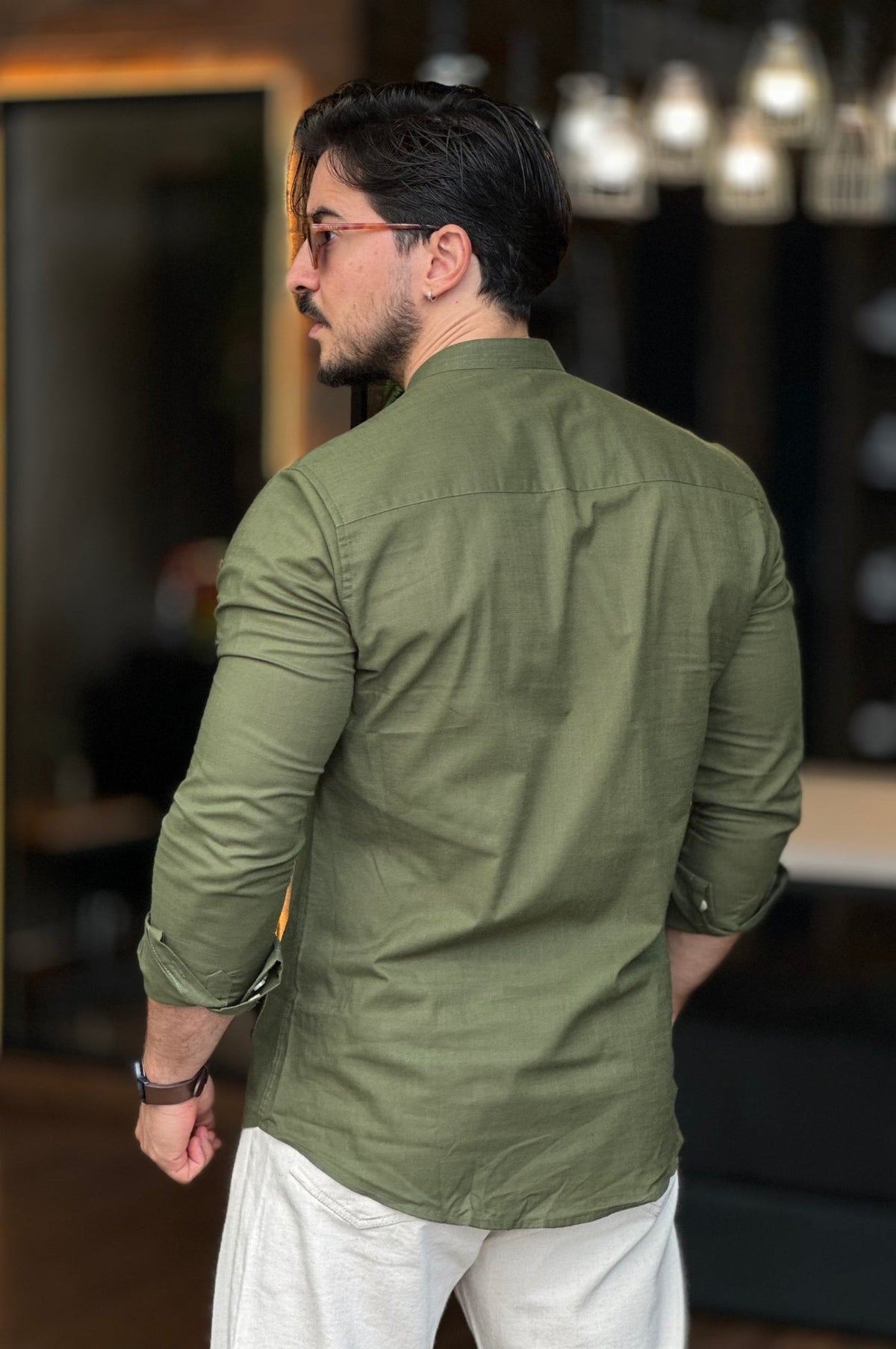 Camisa Flamê Gola Padre Verde Escuro