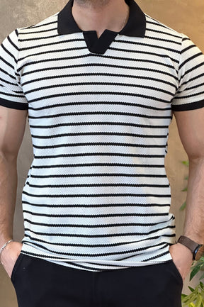 Polo Malha Listrada Preto King&Joe