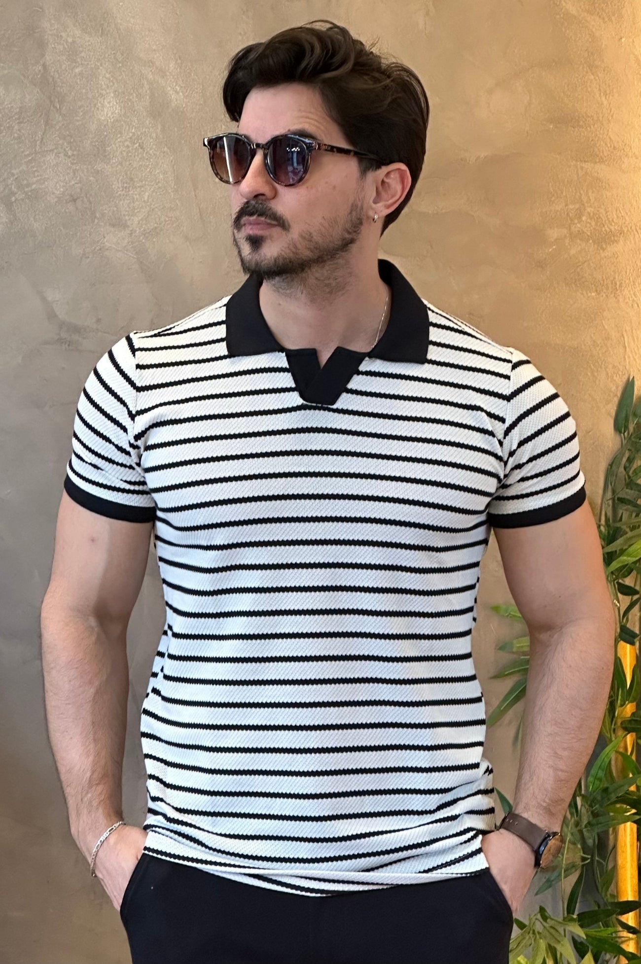 Polo Malha Listrada Preto King&Joe