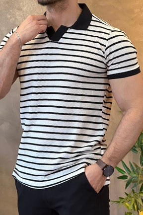 Polo Malha Listrada Preto King&Joe