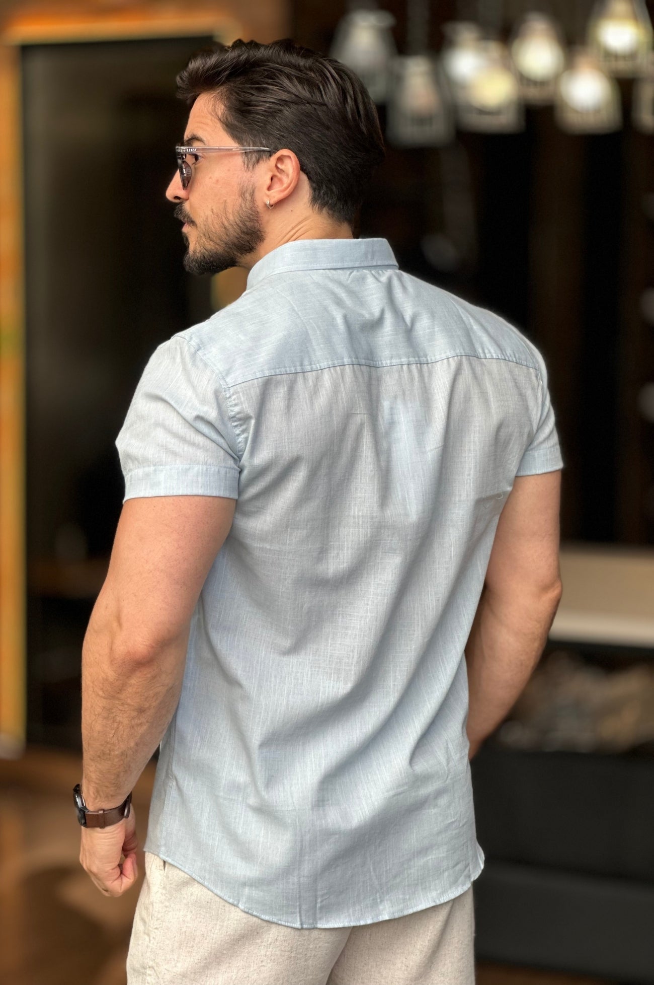 Camisa Azul Claro Manga Curta Sibra