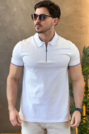 Polo Pique Elastano Branca Acostamento