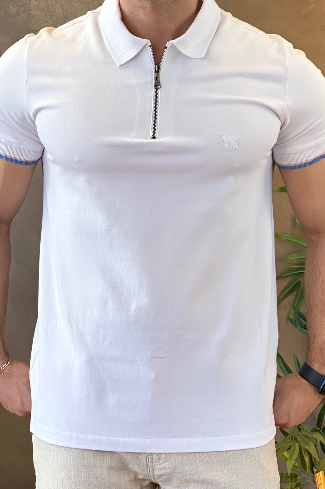 Polo Pique Elastano Branca Acostamento