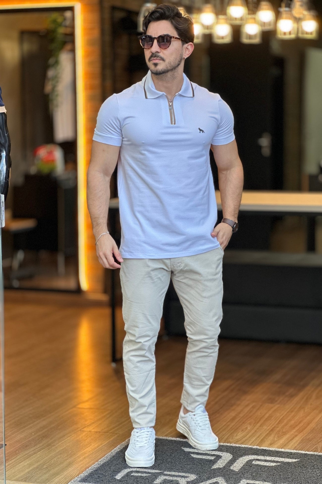 Polo Elastano Branco Acostamento