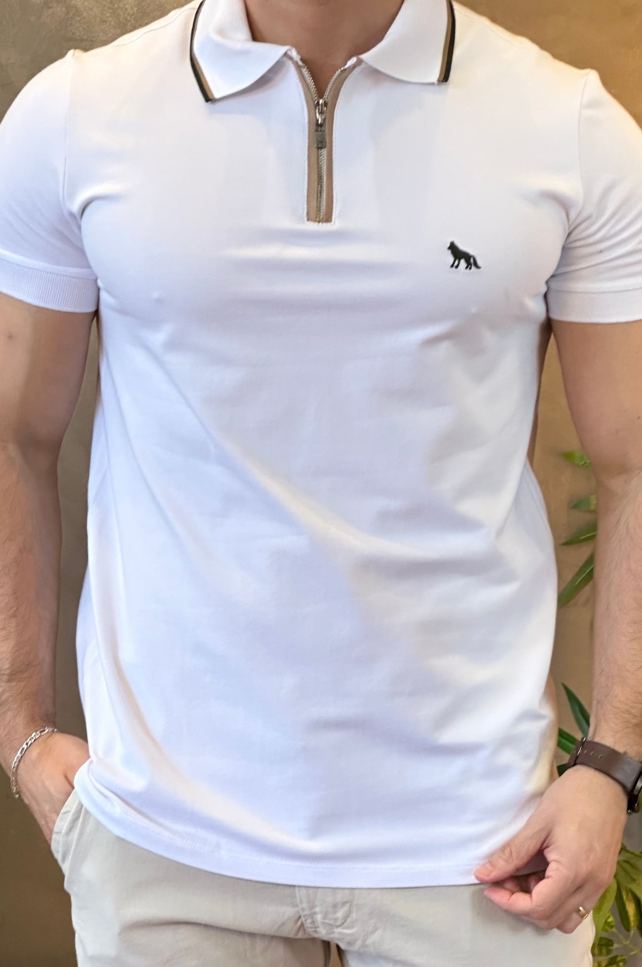 Polo Elastano Branco Acostamento