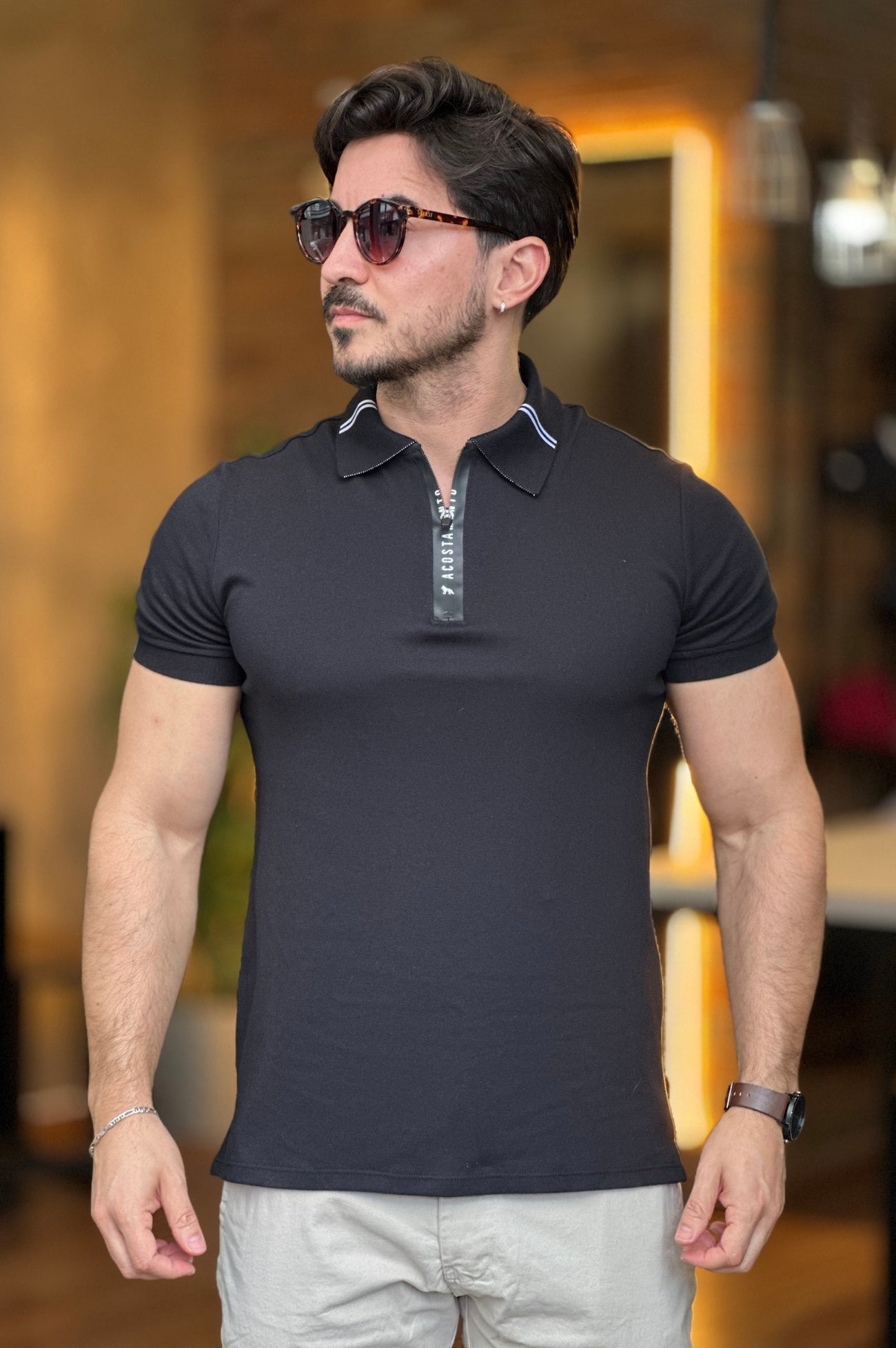 Polo Casual Preto Acostamento