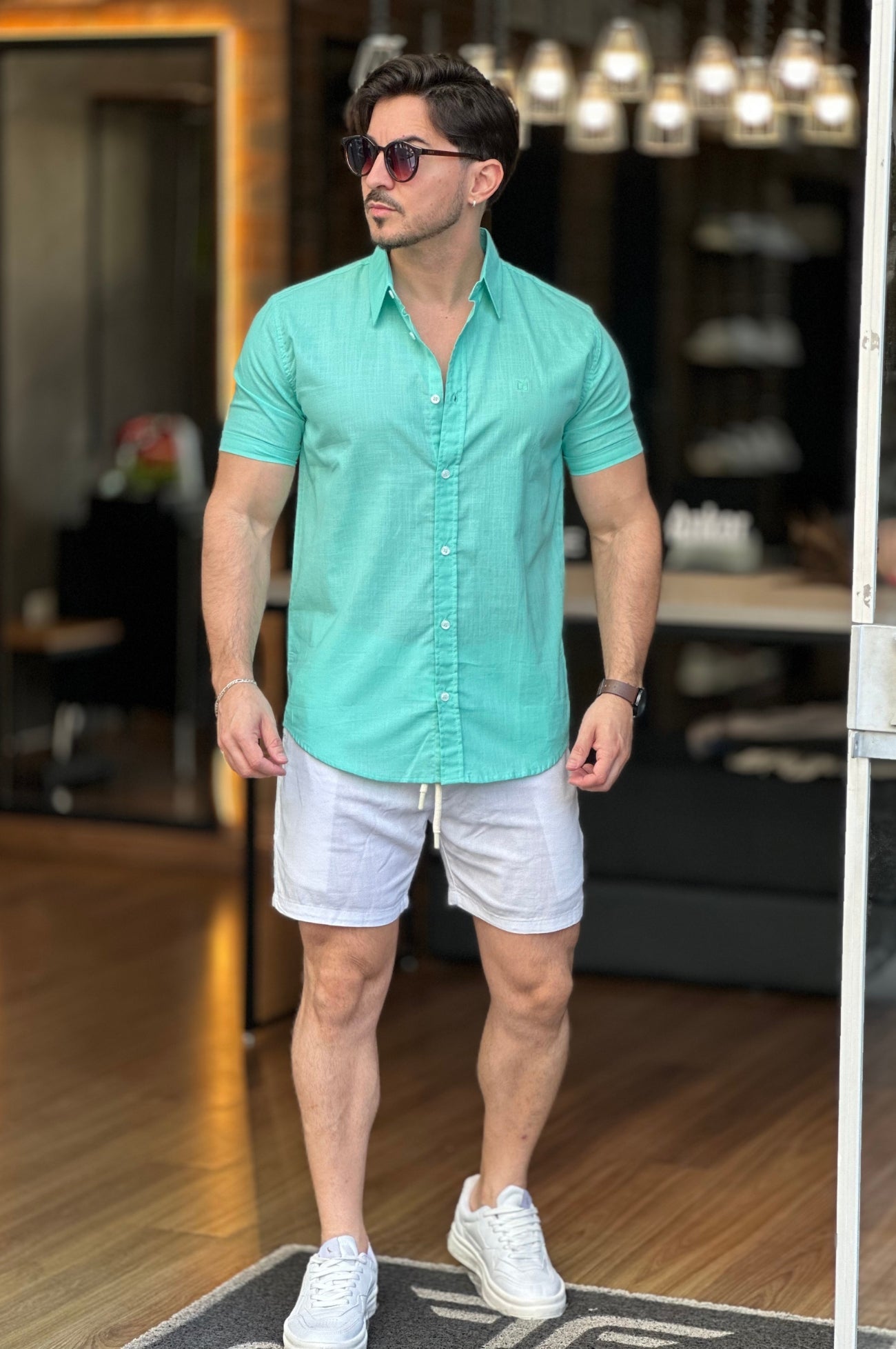 Camisa Manga Curta Verde Mansfield