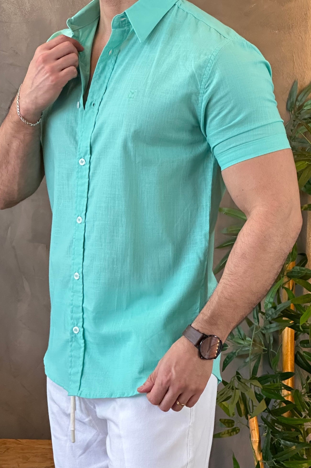 Camisa Manga Curta Verde Mansfield