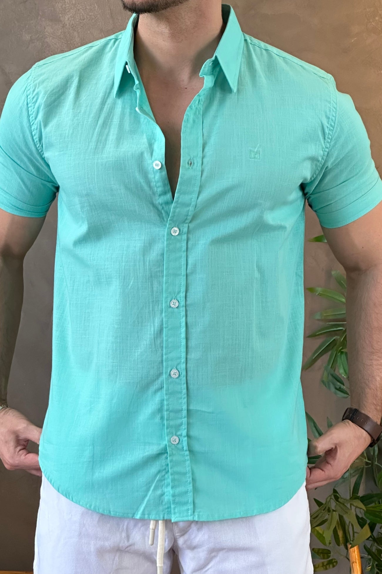 Camisa Manga Curta Verde Mansfield