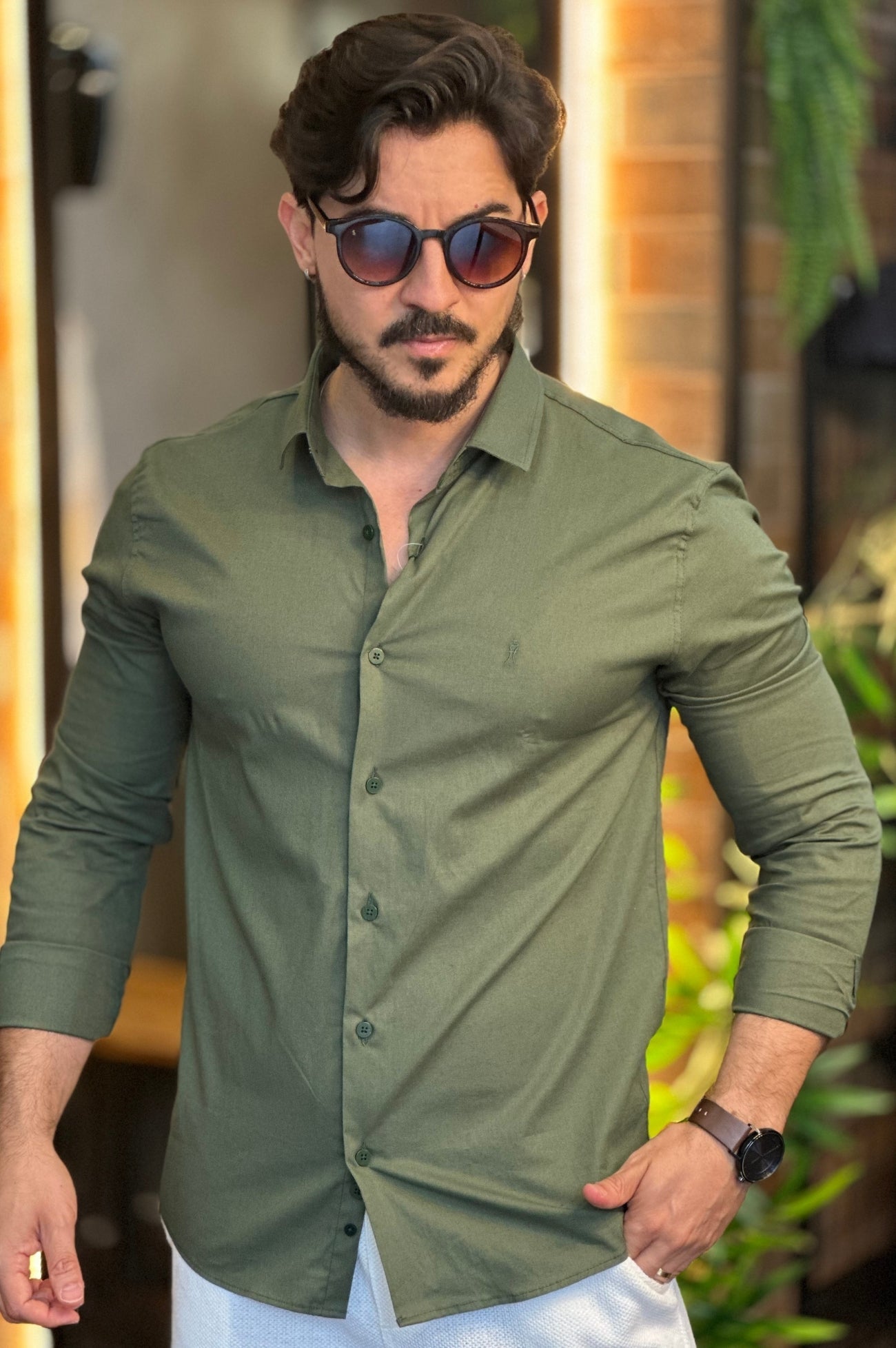 Camisa Social Verde Sibra