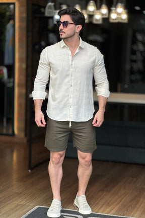 Camisa Linho Bege Docthos