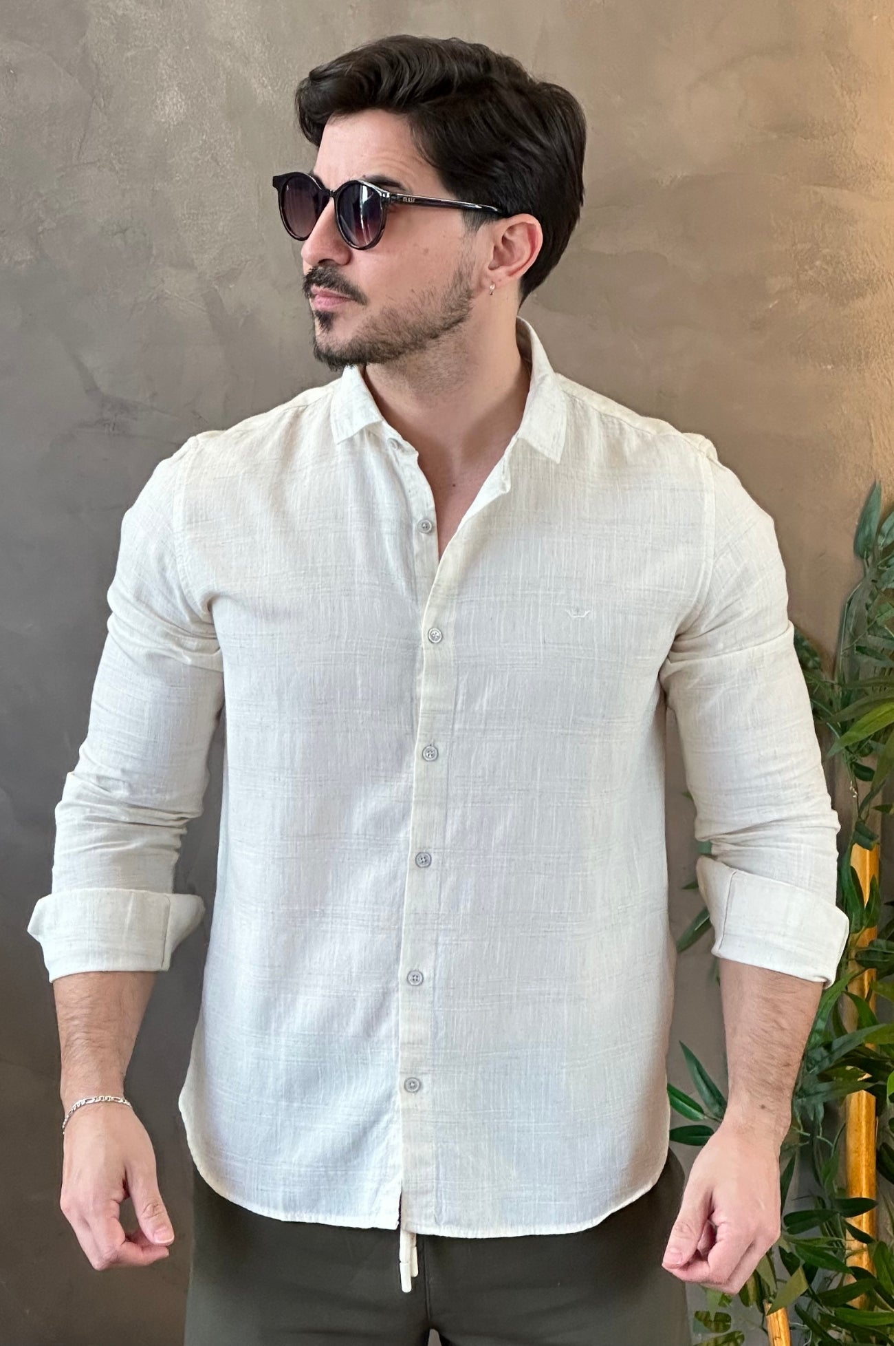 Camisa Linho Bege Docthos