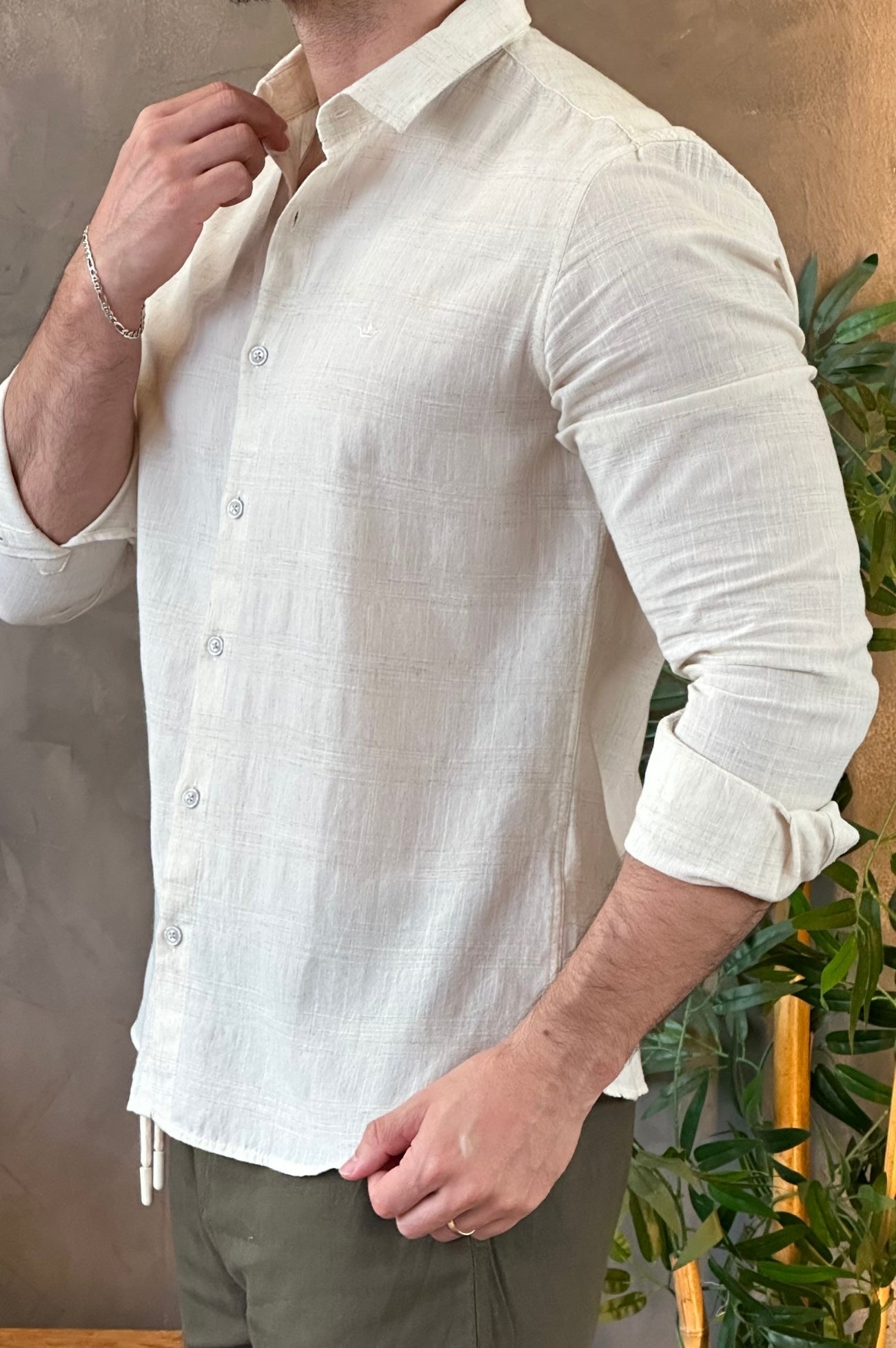 Camisa Linho Bege Docthos