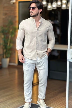 Camisa Flame Gola Padre Bege Sibra