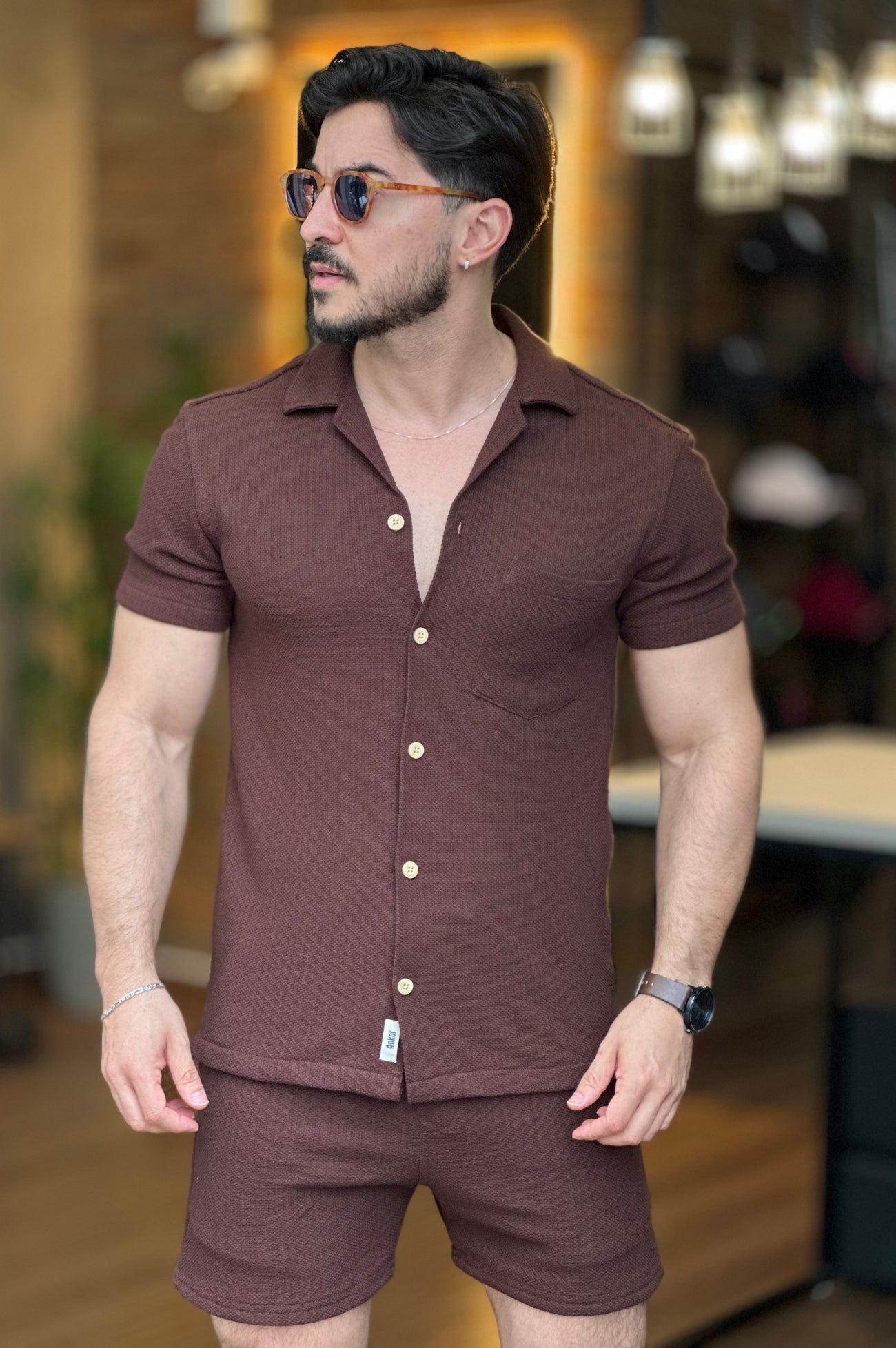 Conjunto Texturizado Marrom Ankor