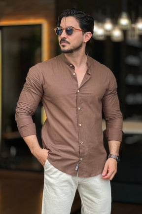 Camisa Flamê Gola Padre Marrom Oxing