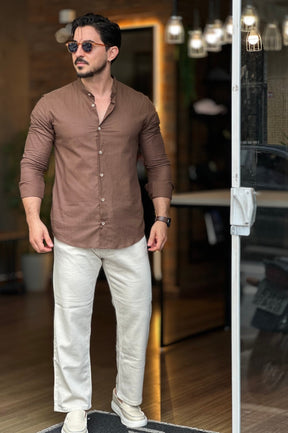 Camisa Flamê Gola Padre Marrom Oxing