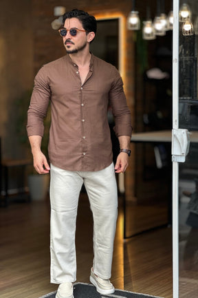 Camisa Flamê Gola Padre Marrom Oxing