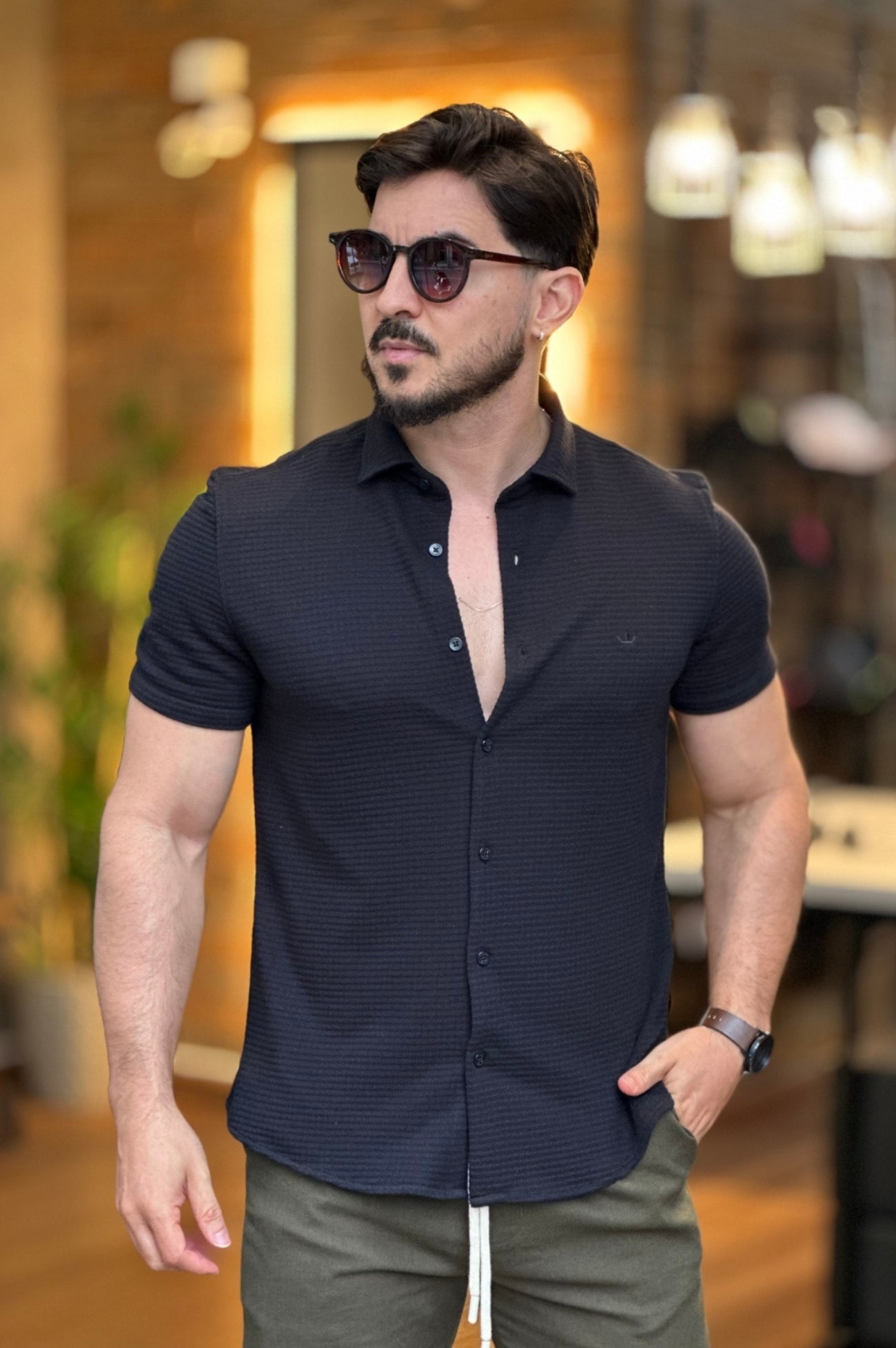 Camisa Texturizada Preta Docthos