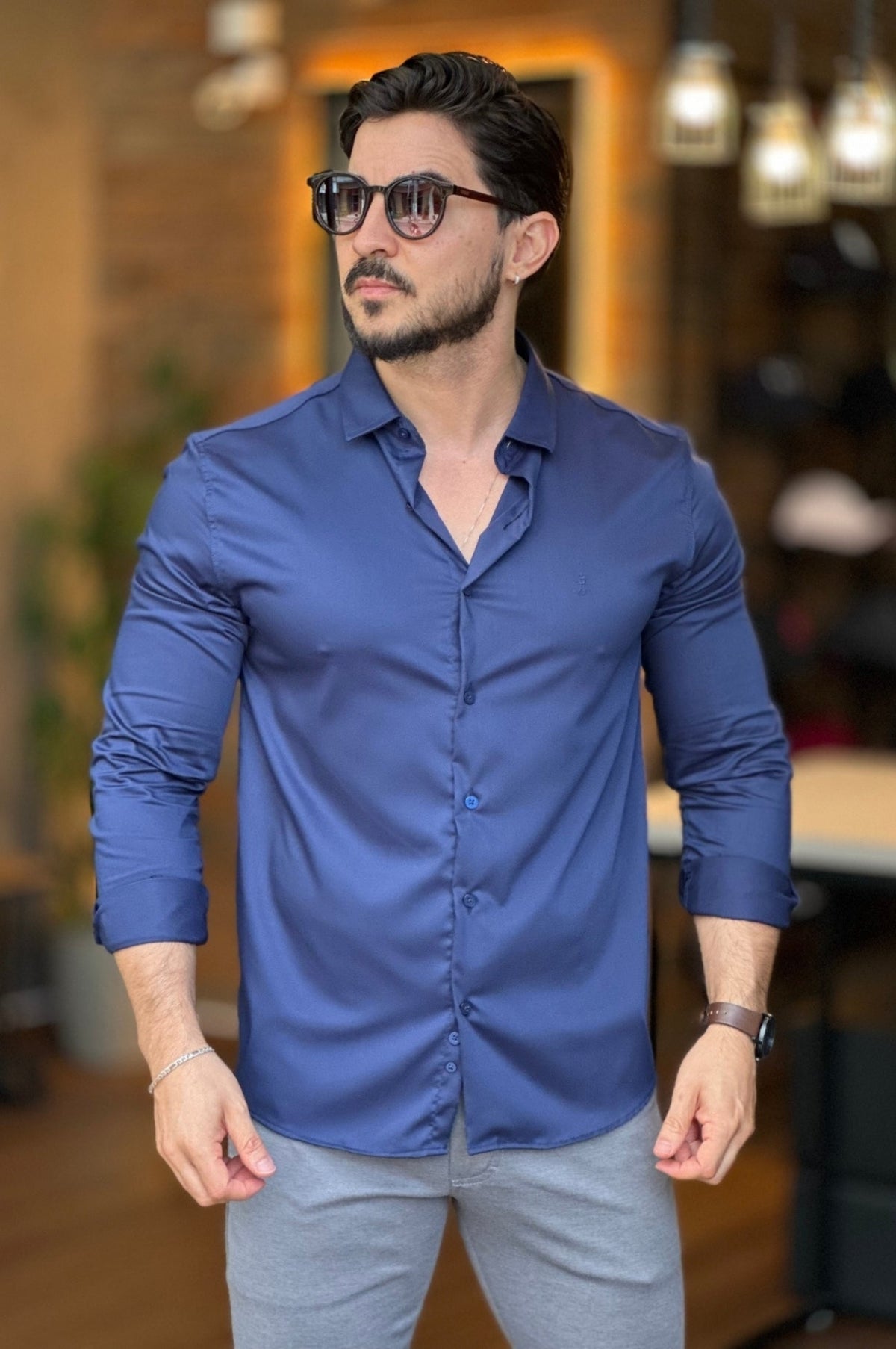 Camisa Azul Marinho Sibra