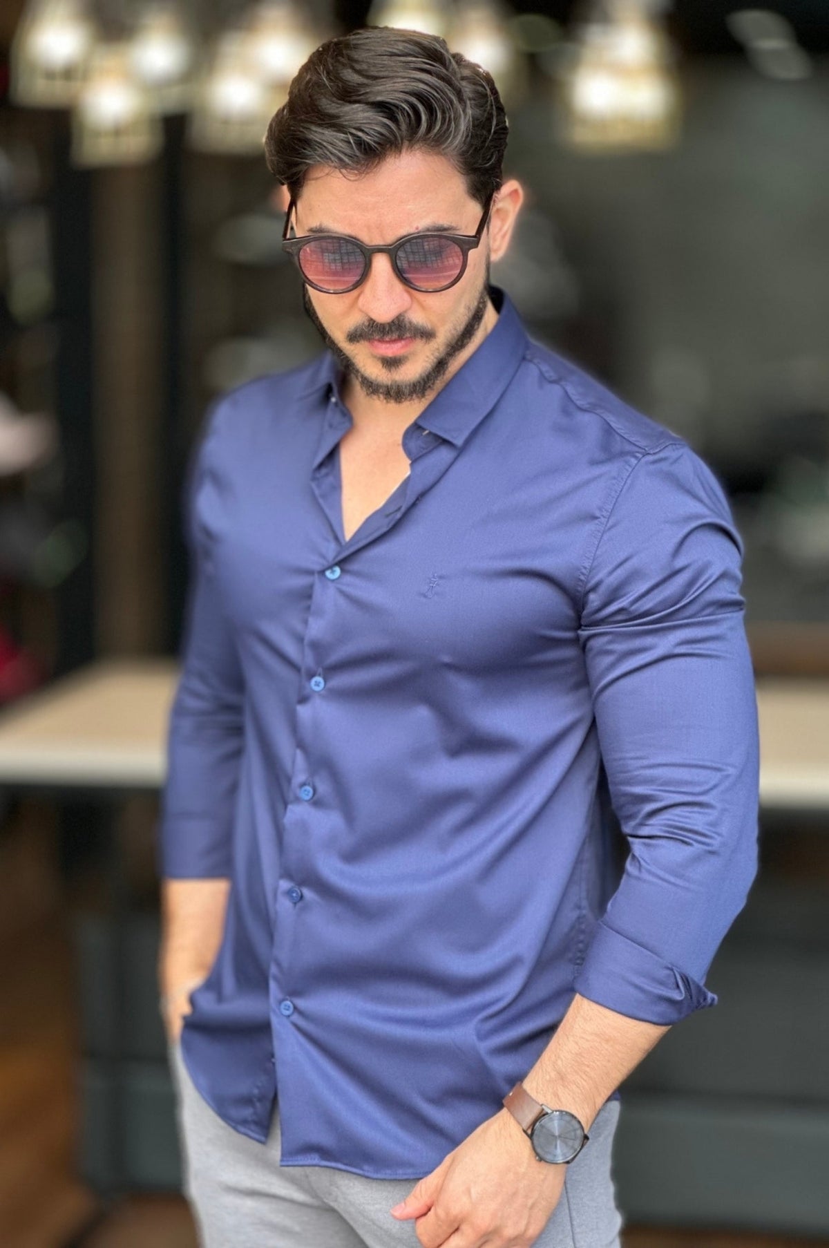 Camisa Azul Marinho Sibra